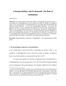 Consequentialism and Its demands: The Role of