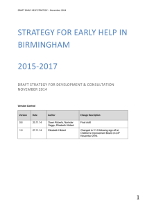 The Vision for Early Help in Birmingham