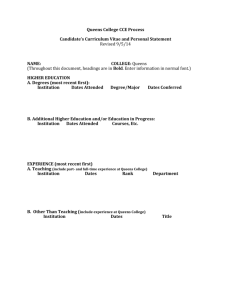 CCE Candidate CV and Personal Statement