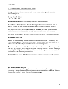 Notes – Chem 11 HL Intro to Energetics