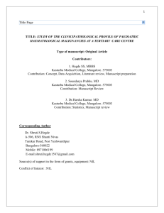 Title Page TITLE: STUDY OF THE CLINICIPATHOLOGICAL