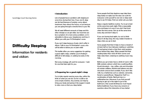 Difficulty Sleeping leaflet (courtesy Sundridge Court)