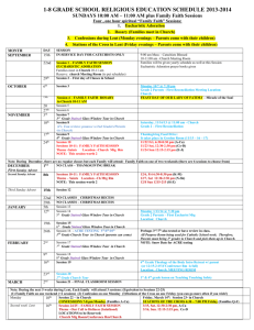 1-8 grade school religious education schedule 2013-2014