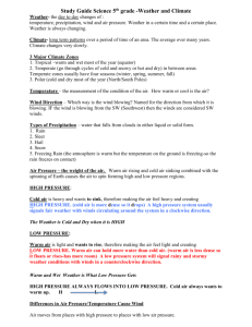 Weather Study Guide Science 5th grade EOG