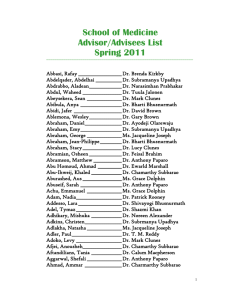 School of Medicine Advisor/Advisees List Spring 2011