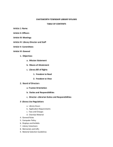 CHATSWORTH TOWNSHIP LIBRARY BYLAWS TABLE OF