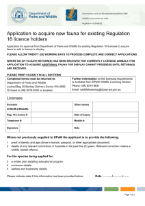 Application for a licence to keep fauna for educational or public