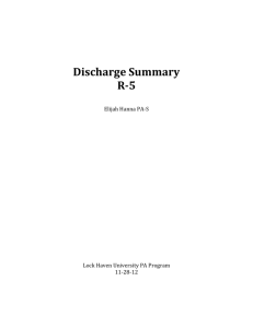 Discharge Summary R-5 - Lock Haven University
