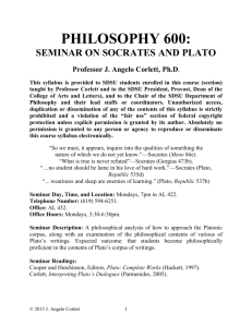 Seminar: Socrates and Plato (Corlett)
