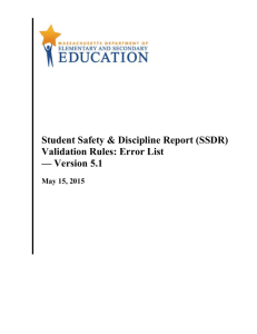 SSDR Error List v5.1 - Massachusetts Department of Education