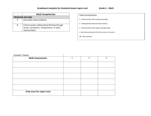 Gradebook template for Standards based report card Grade 5