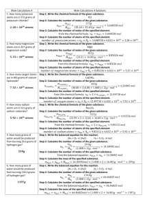 Mole Calculations 4 Solutions