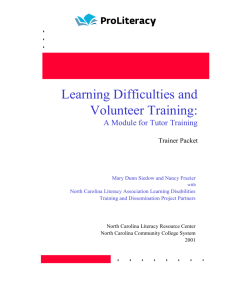 Learning Difficulties and Volunteer Tutoring: A Module for Tutor