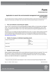 Contaminated Land search application form