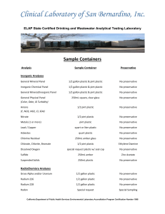 Sample Containers - Clinical Laboratory of San Bernardino, Inc