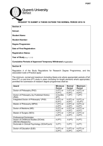 PGR7 Request to Submit a Thesis Outside the Normal Period 2015-16