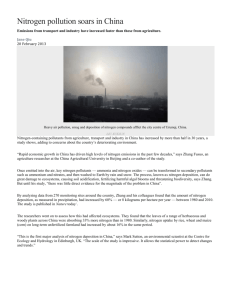 Article - Nitrogen Pollution Soars in China