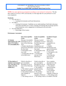 SPED 3803 Assessment Rubric from LiveText