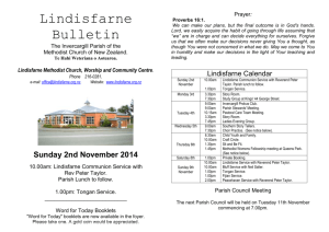 Sunday November 2, 2014 - Invercargill Methodist Parish
