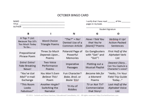 OCTOBER BINGO CARD NAME: I verify that I have read ______ of