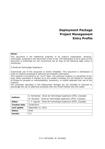 Deployment Package Project Management Entry Profile