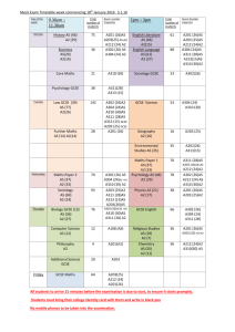 Lincoln Mock Exam Timetable