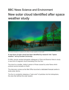 New solar cloud identified after space weather study