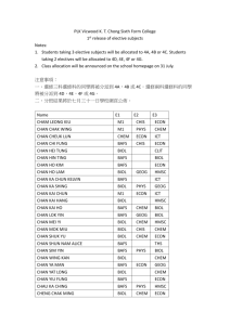 PLK Vicwood K. T. Chong Sixth Form College 1st release of elective