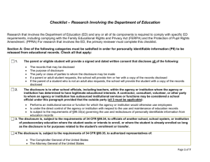 Checklist for Researchers Subject to Department of Education