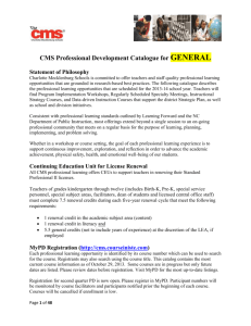 CMS Professional Development Catalogue for GENERAL Statement
