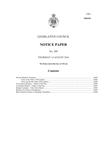 notice paper 209 - 14 august 2014