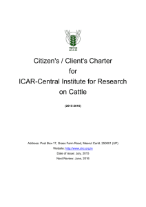 Citizen`s / Client`s Charter - Central Institute for Research on Cattle