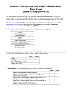 MPDM Update Project Focus Group Stakeholder Questionnaire