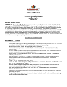 Stonecast Products Production / Quality Manager Job Description