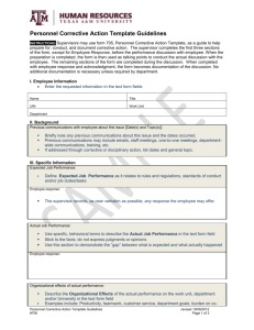 Personnel Corrective Action Template Guidelines