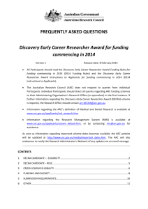 FREQUENTLY ASKED QUESTIONS Discovery Early Career