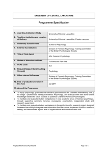 MSc Forensic Psychology (Sept 2014)