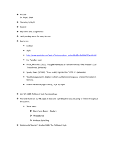 WS 168 Lecture 1 Outline