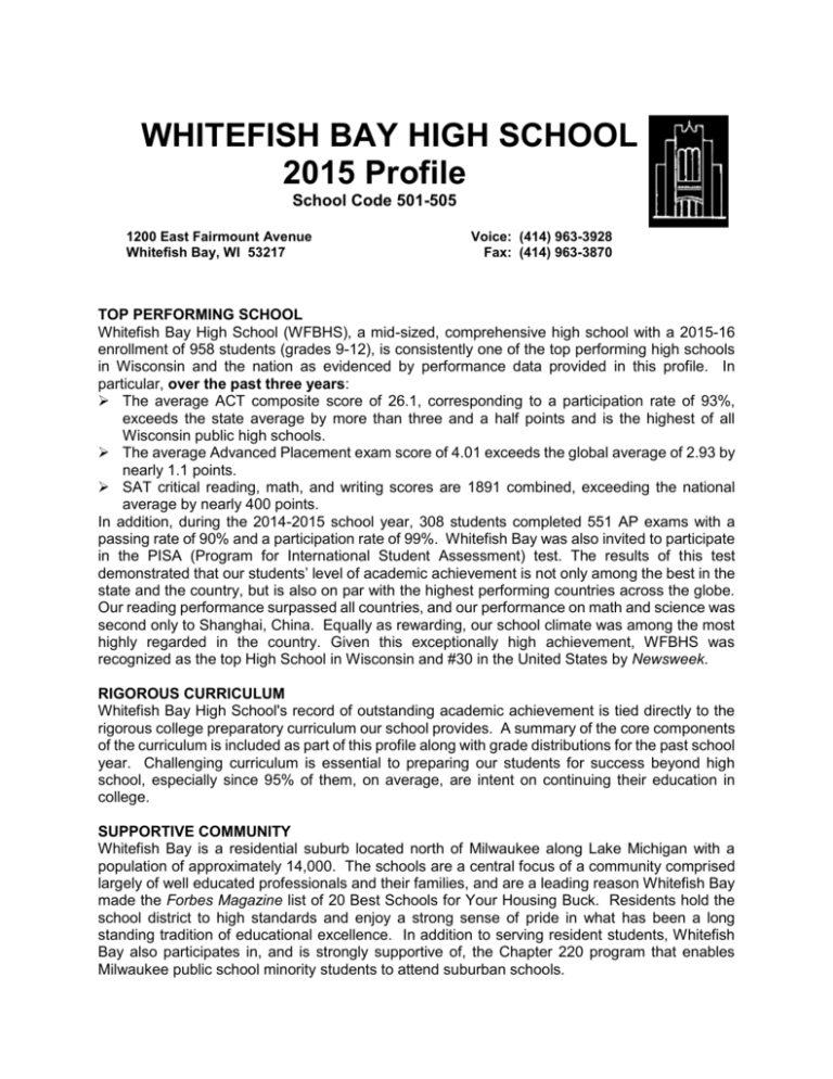 2015 Profile Whitefish Bay Schools