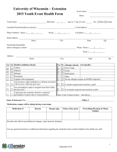 Youth Event Health Form - University of Wisconsin