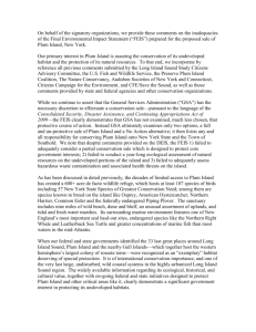 Save Plum Island Sign-on Letter 7-24-13