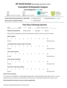 Pain Diary Following Injection