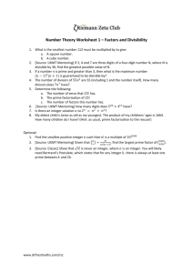 RZC - Number Theory Worksheet 1