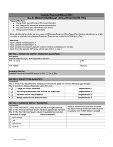 IAR HSP and User Access Form