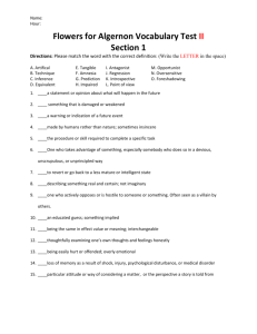 Flowers for Algernon Vocabulary Test II Section 1