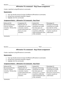 Affirmative Tú command – Rap/Chant assignment