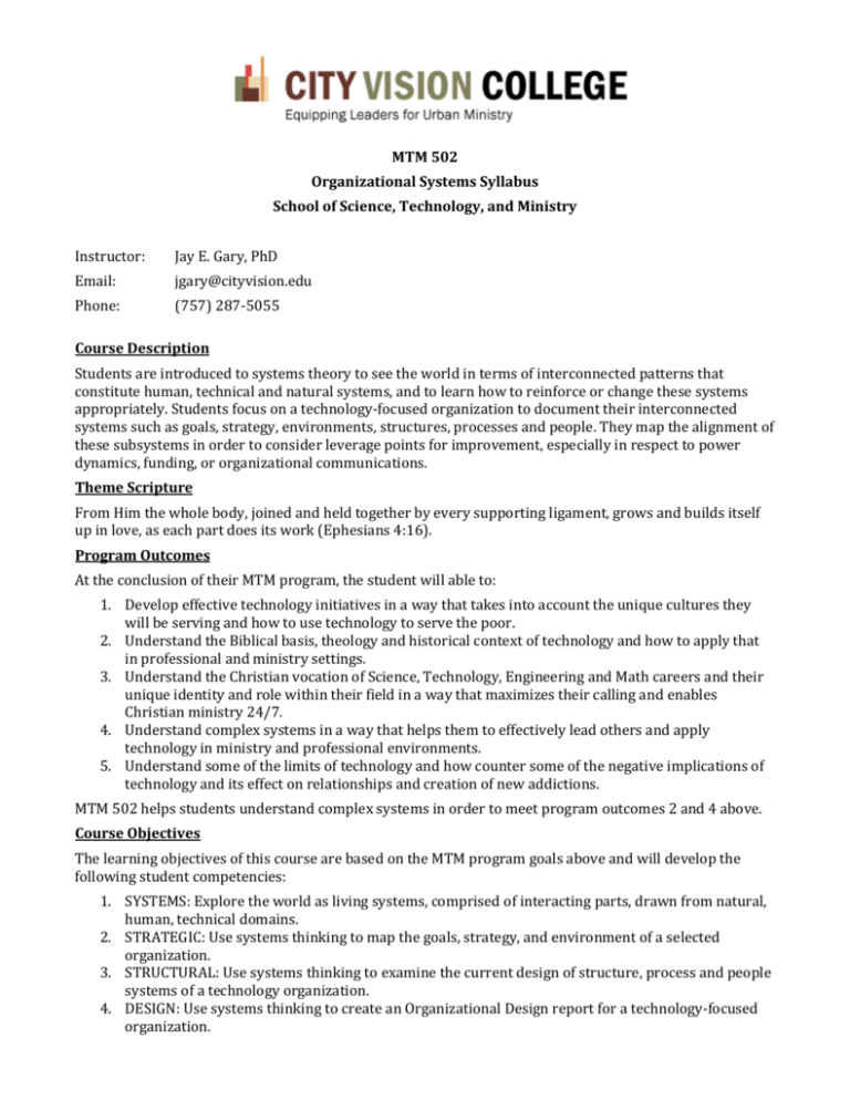 STM Course Syllabus Systems Thinking