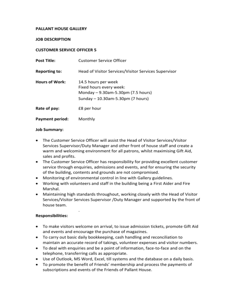 Business Services Officer Job Description