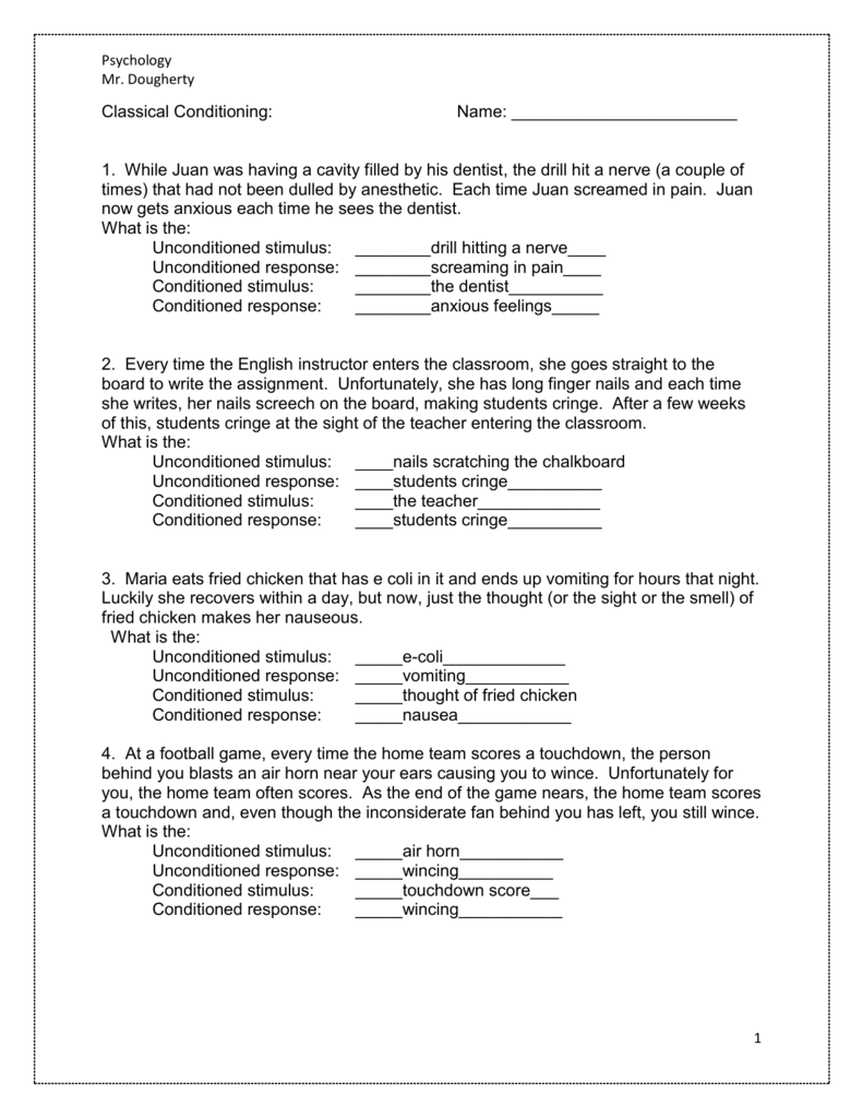 Classical Conditioning Questions With Answers