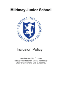 Policy on Inclusion - Mildmay Junior School